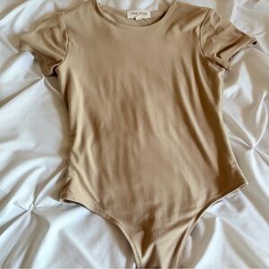 Tan Short Sleeve Bodysuit